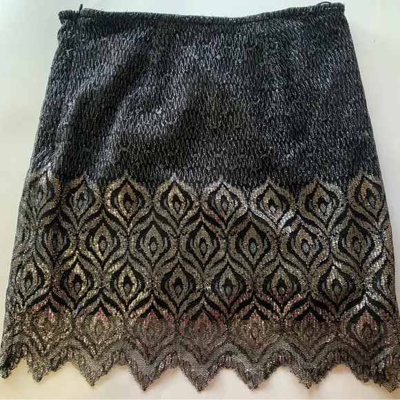 Free People black and silver glittery skirt size 2 - Picture 2 of 3